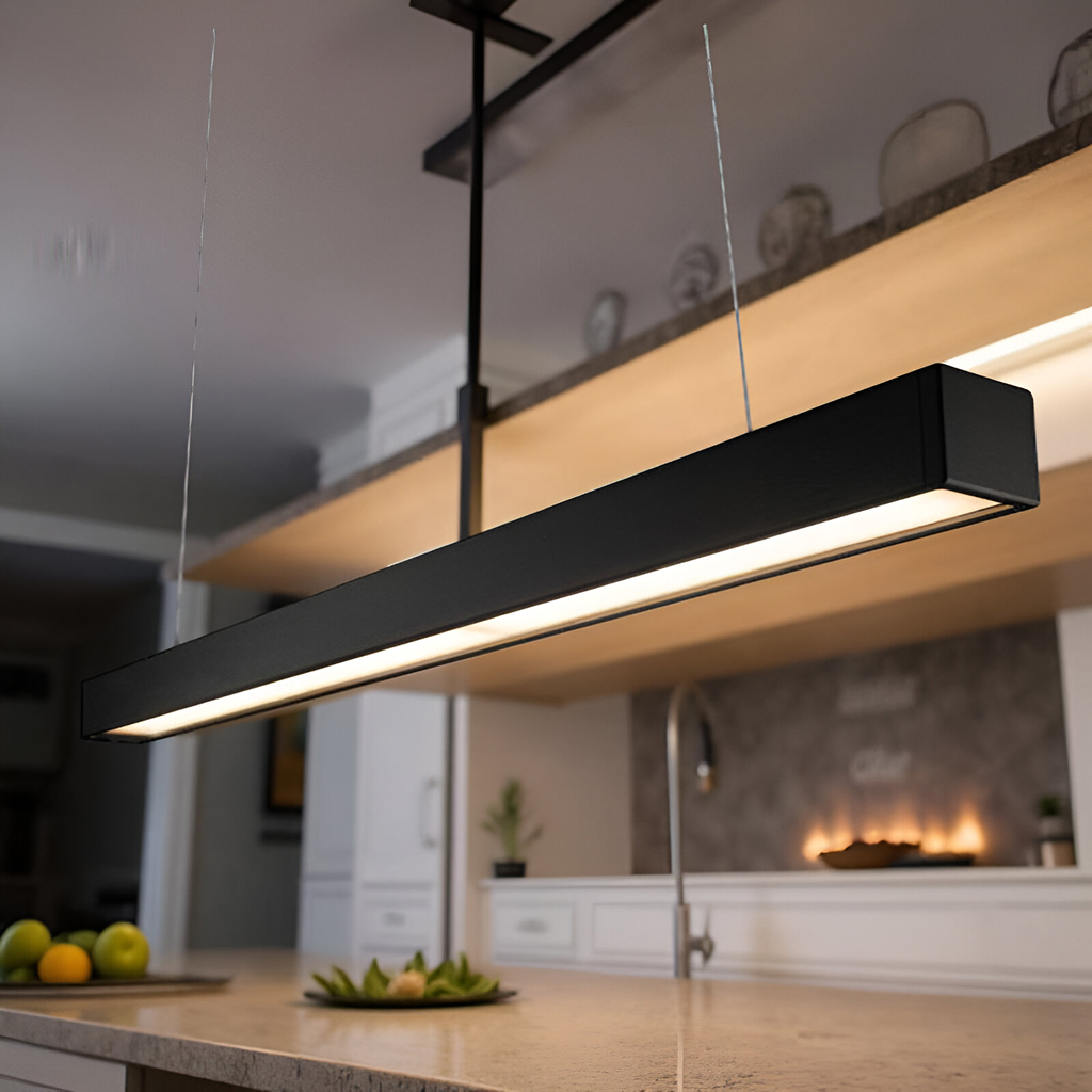 لوستر خطی بالای کانتر، تبدیل آشپزخانه شما به یک گالری نور و هنر