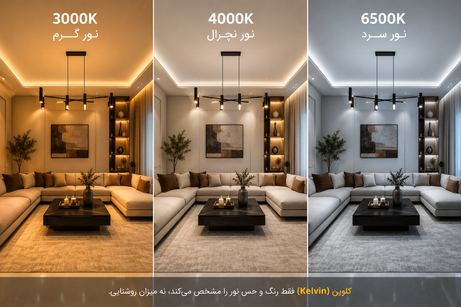 کلوین نور چیست؟ راهنمای انتخاب بهترین دمای رنگ نور برای لوستر و خانه